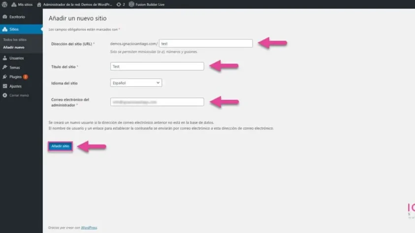 como instalar activar wordpress multisite 11