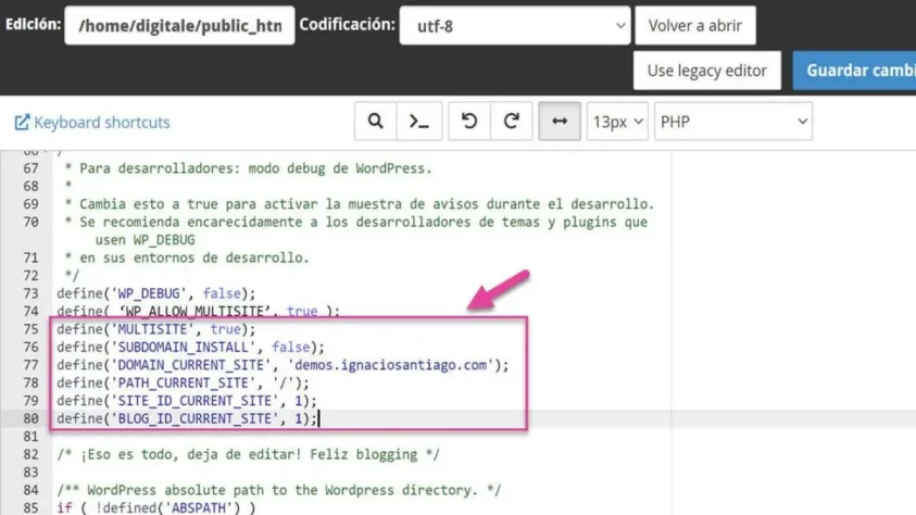 como instalar activar wordpress multisite 5