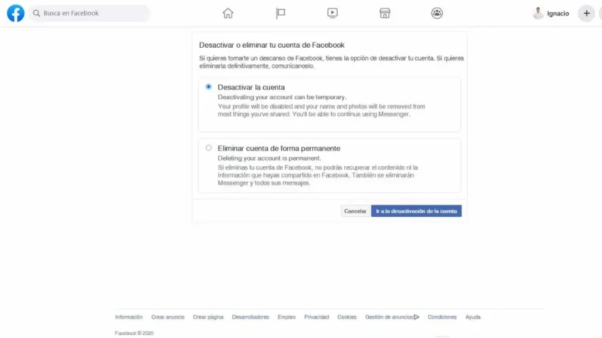 como eliminar cuenta facebook permanentemente 5