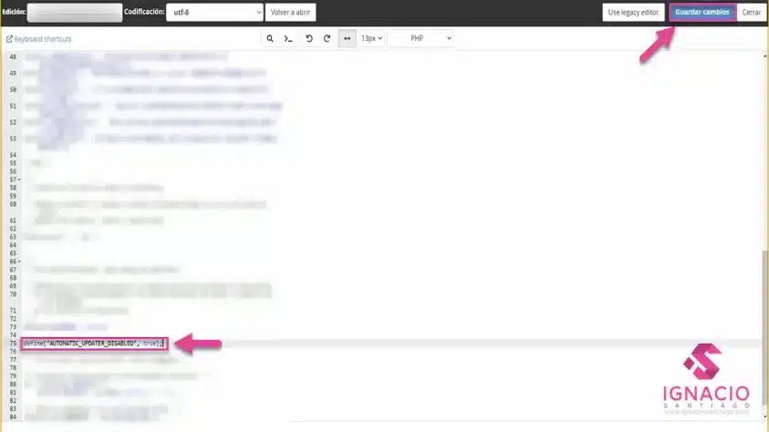 como desactivar actualizaciones automaticas wordpress versiones nuevas wp config php