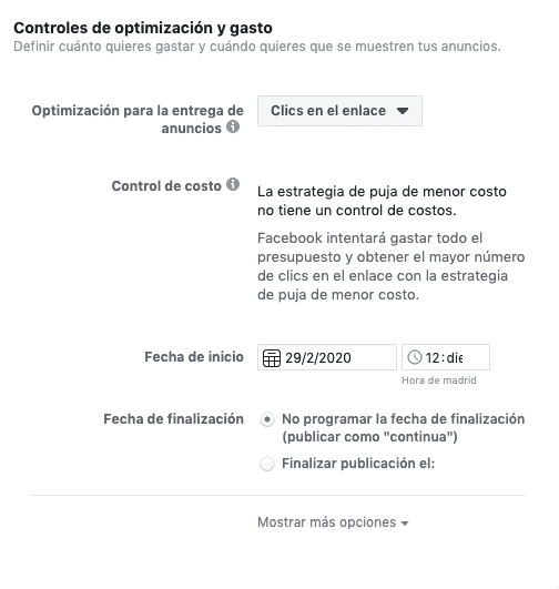 Guia facebook ads presupuesto y gasto