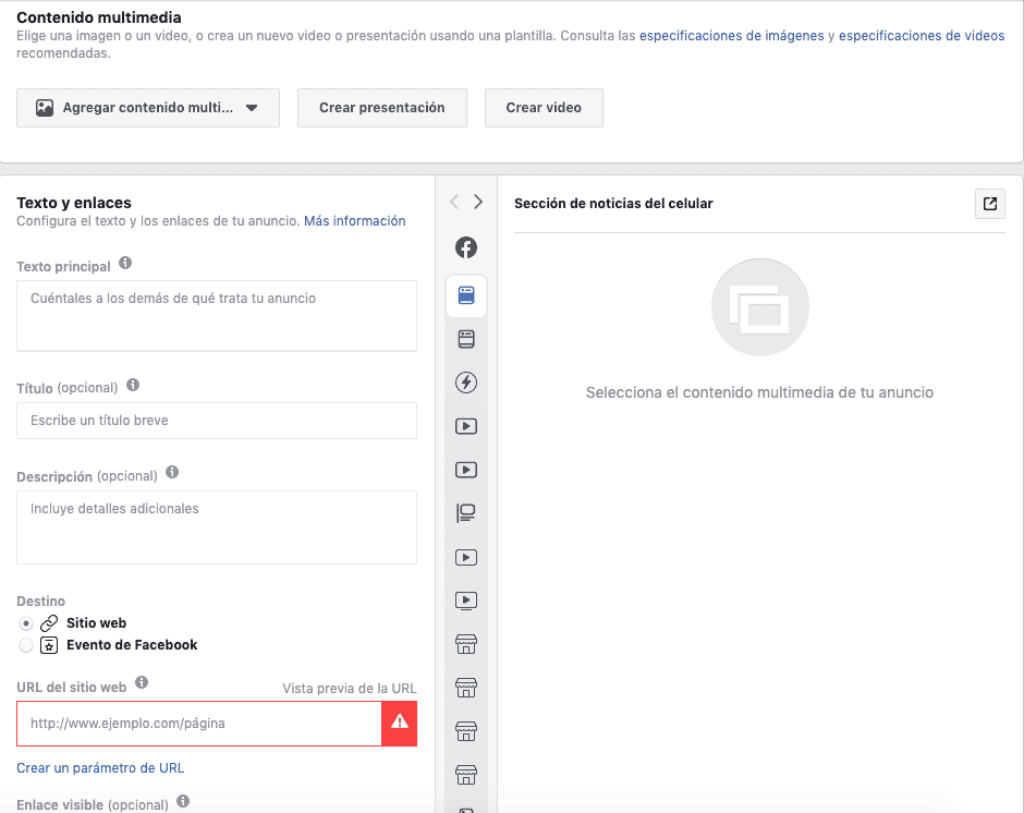 Guia facebook ads contenido multimedia textos y enlaces en facebook