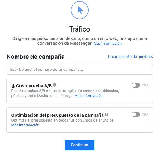 Guia facebook ads nombre de la campaña