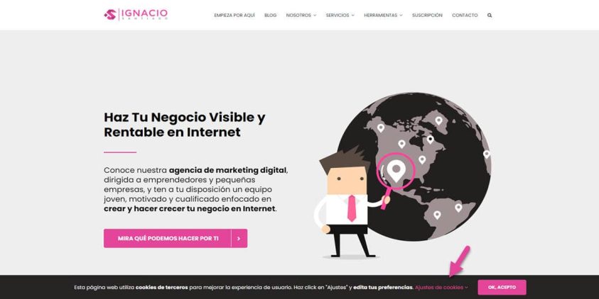 aviso cookies web wordpress ajustes de cookies