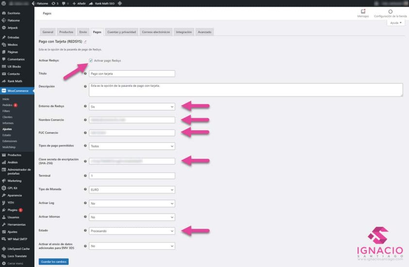 como configurar redsys woocommerce