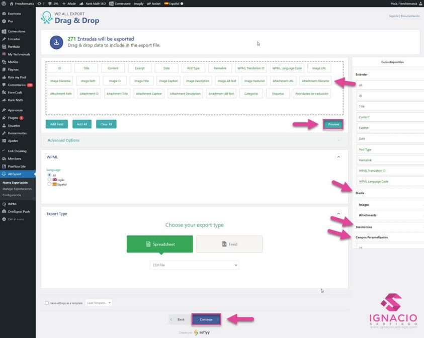 como exportar datos personalizados wordpress wp all export 3 2 2