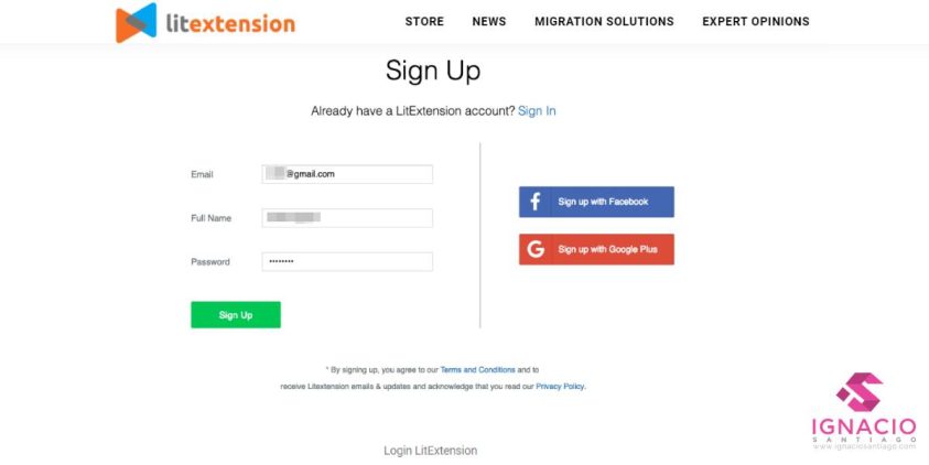 como migrar shopify a woocommerce litextension crear cuenta