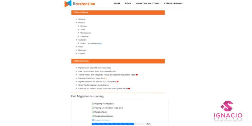 como migrar shopify a woocommerce litextension seleccion opciones