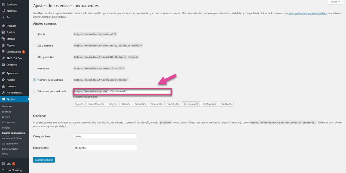 como optimizar posicionamiento web seo tienda online wordpress auditoria seo enlaces permanentes recomendado