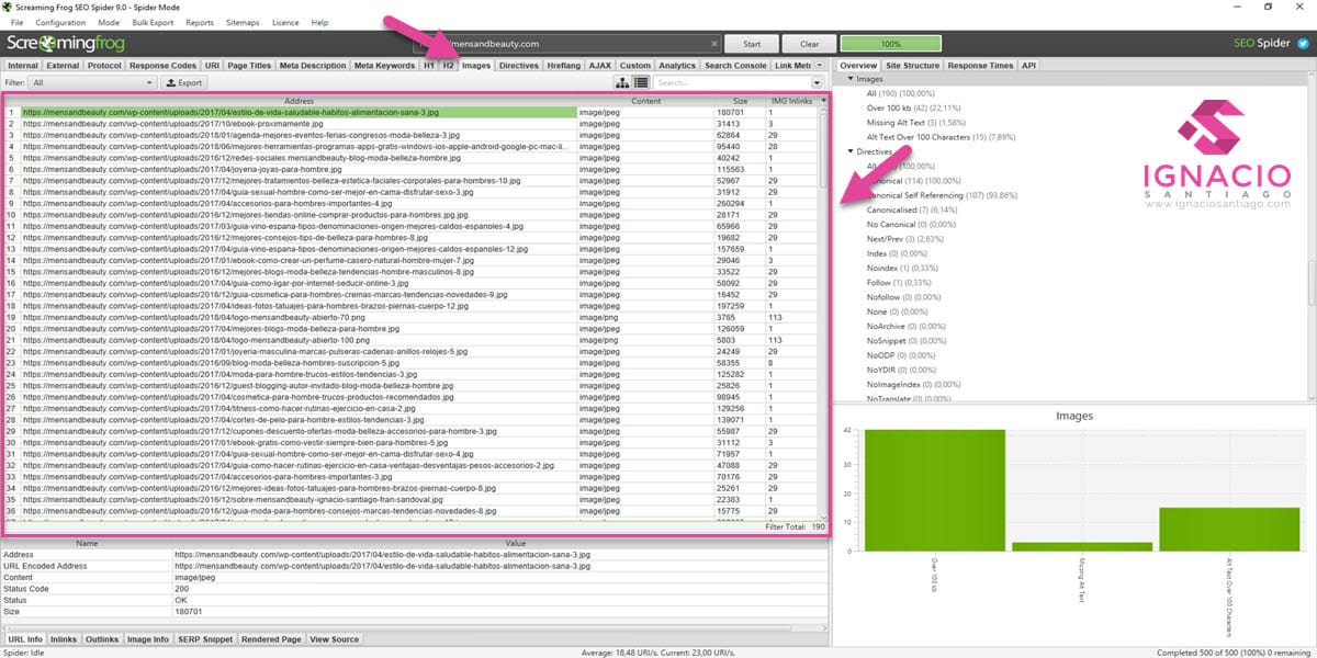 como optimizar posicionamiento web seo tienda online wordpress auditoria seo imagenes screaming frog