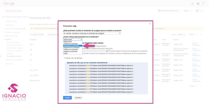 como optimizar posicionamiento web seo tienda online wordpress auditoria seo rastreo google search console parametros url