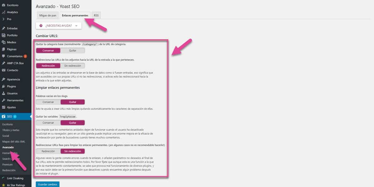 como optimizar posicionamiento web seo tienda online wordpress auditoria seo yoast seo avanzado enlaces permanentes