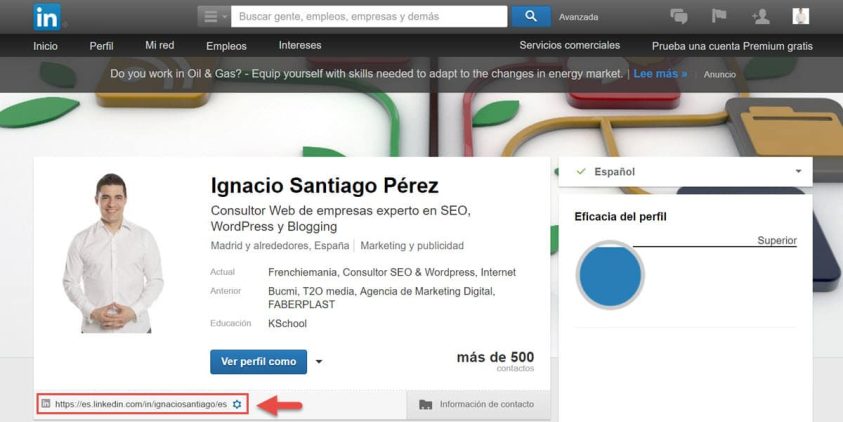 guia como mejorar perfil linkedin url personalizada