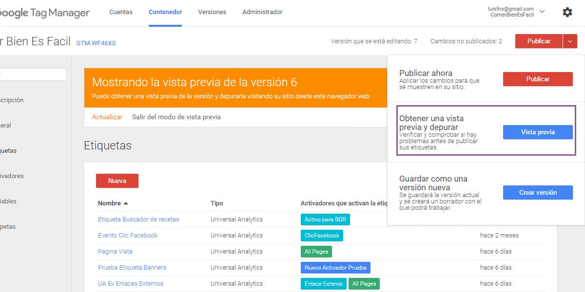 tutorial google tag manager depurar
