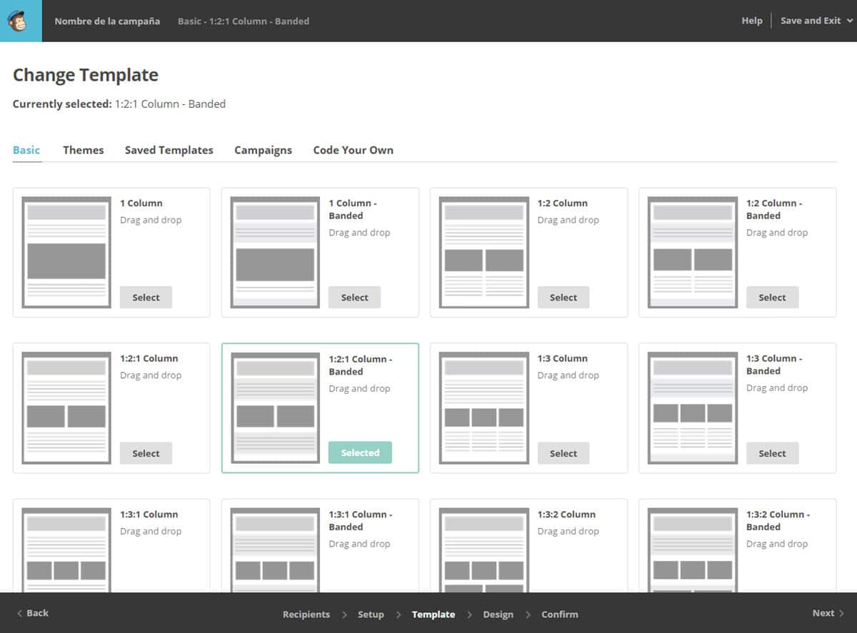 tutorial mailchimp crear campaña elegir plantilla newsletter