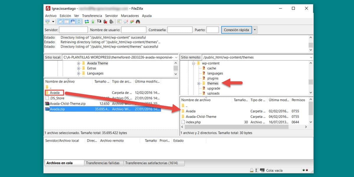 tutorial wordpress como instalar plantilla wordpress cliente ftp filezilla