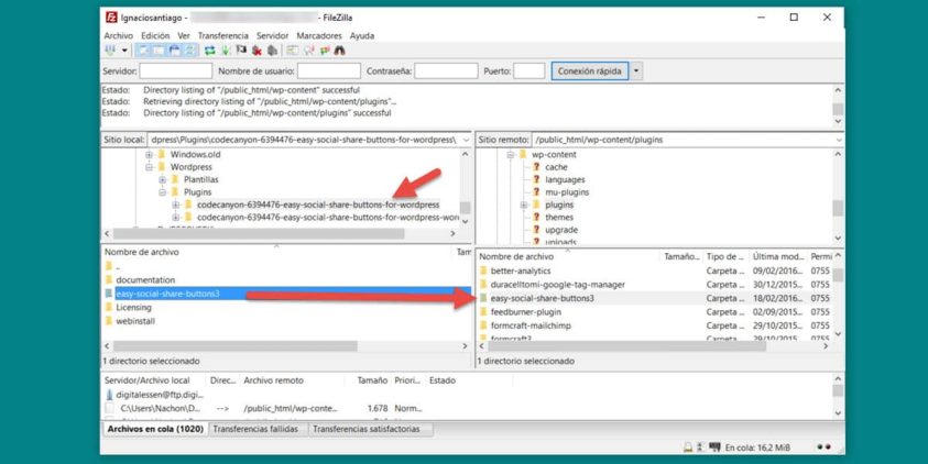 tutorial wordpress como instalar plugins en wordpress cliente ftp filezilla